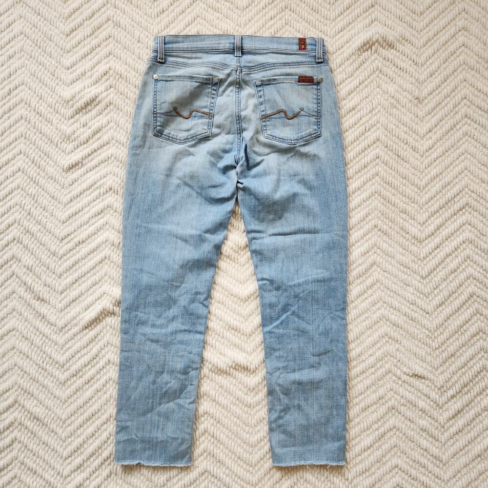 7 For All Mankind Roxanne Ankle Denim Jeans Size 29 Mid-Rise Light Wash Skinny - Picture 6 of 9